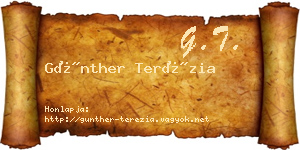 Günther Terézia névjegykártya